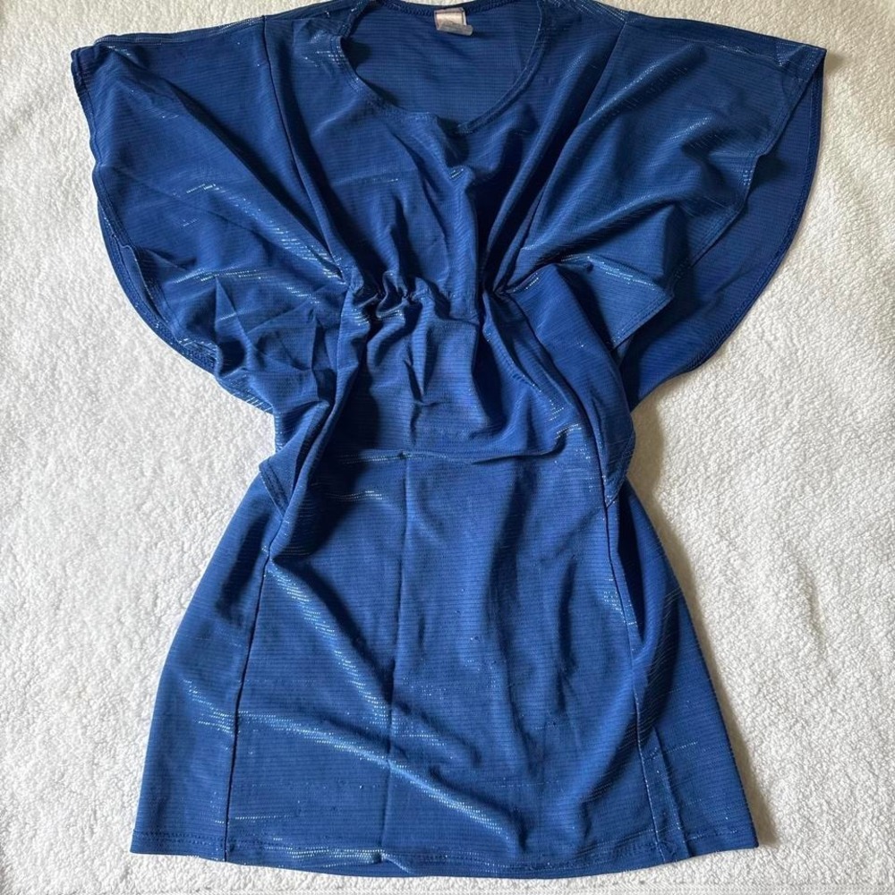 INSANE euro PiS 2000s blue metallic shiny blouse